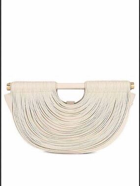 Cult Gaia Lou Clutch Cream Leather with Top Handle